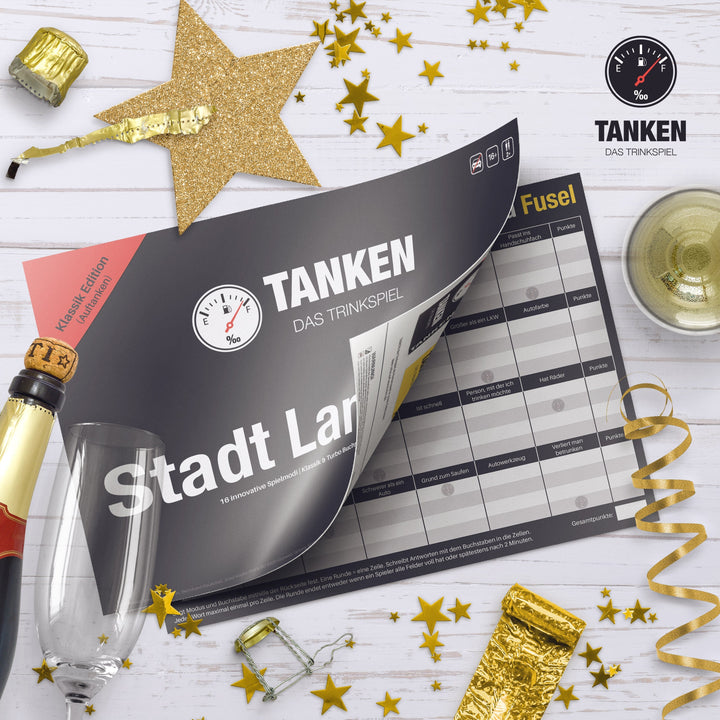 TANKEN Stadt Land Fusel Trinkspiel - Klassik Edition - 