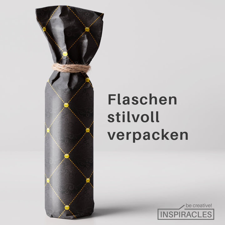 5 Blatt Geschenkpapier Schwarz-Gold, XL Bögen