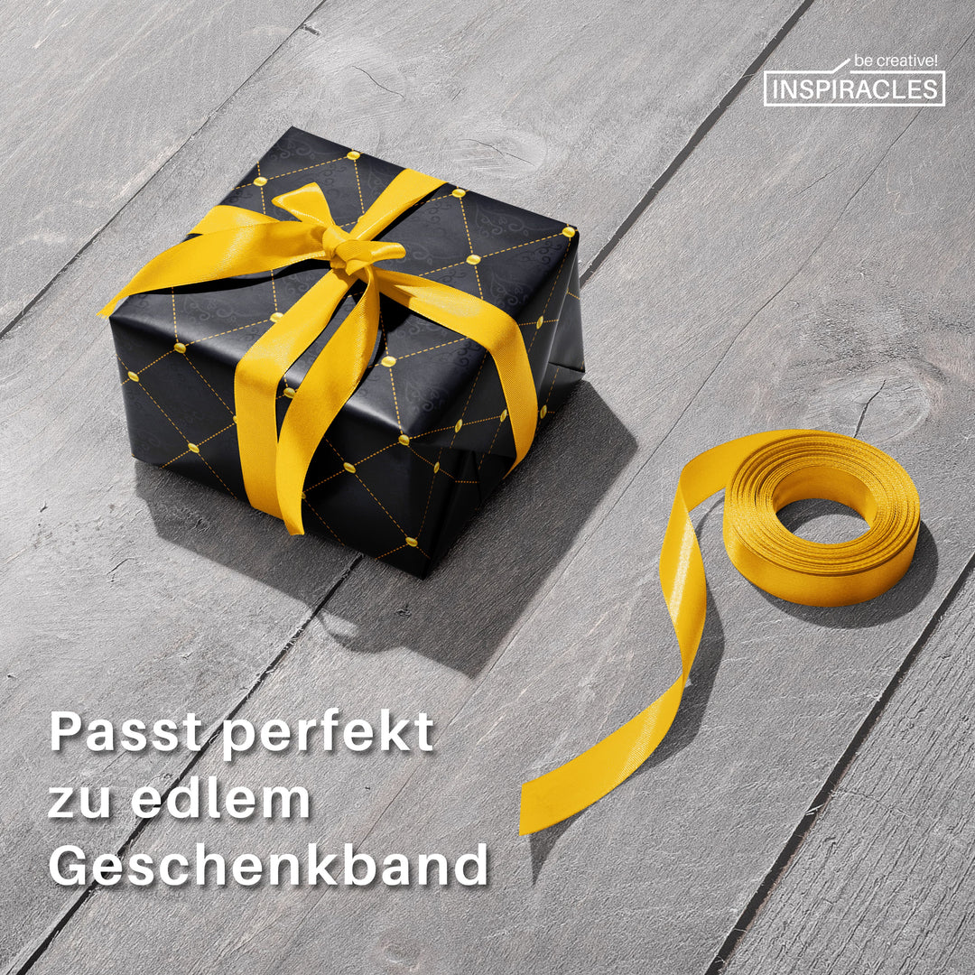 5 Blatt Geschenkpapier Schwarz-Gold, XL Bögen