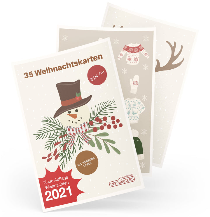 35 Weihnachtspostkarten Nostalgie Set mit Illustrationen