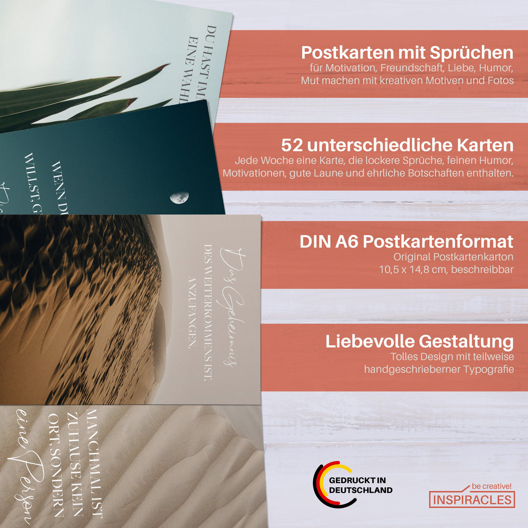 Postkarten Set mit 52 Motivationskarten, Affirmationskarten